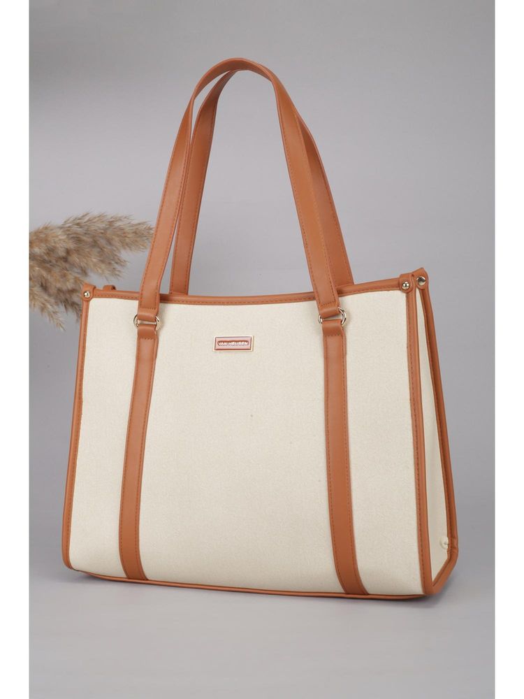 Van Heusen Women Beige Solid Casual Handbag-image-36