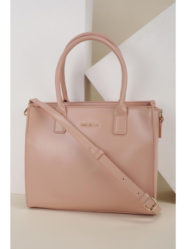 Van Heusen Women Peach Solid Casual Handbag With Detachable Strap-picture-23