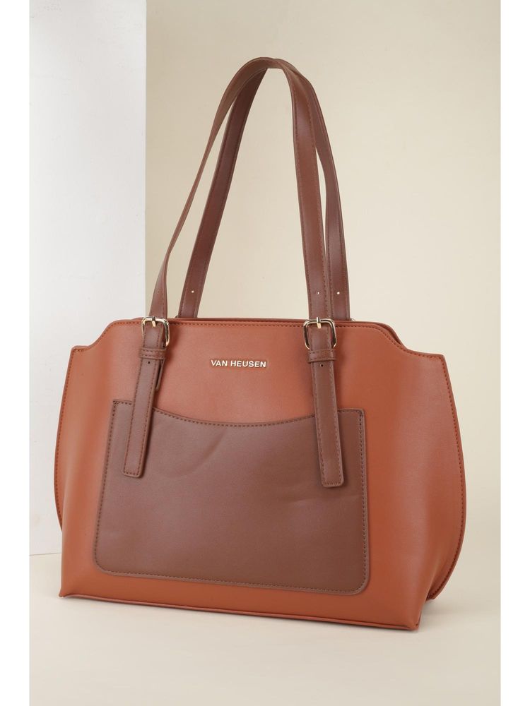 Van Heusen Women Brown Colorblock Casual Handbag-picture-24