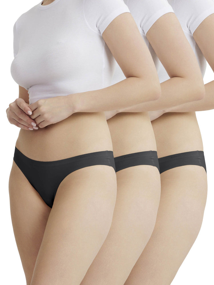 B'There Women Charcoal Seamless Bikini Briefs (Pack of 3)-picture-24