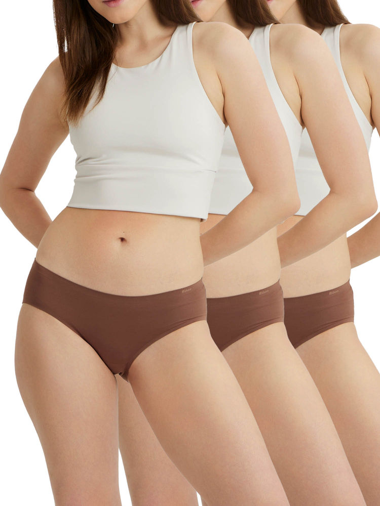 B'There Women Brown Seamless Hipster Briefs (Pack of 3)-picture-23