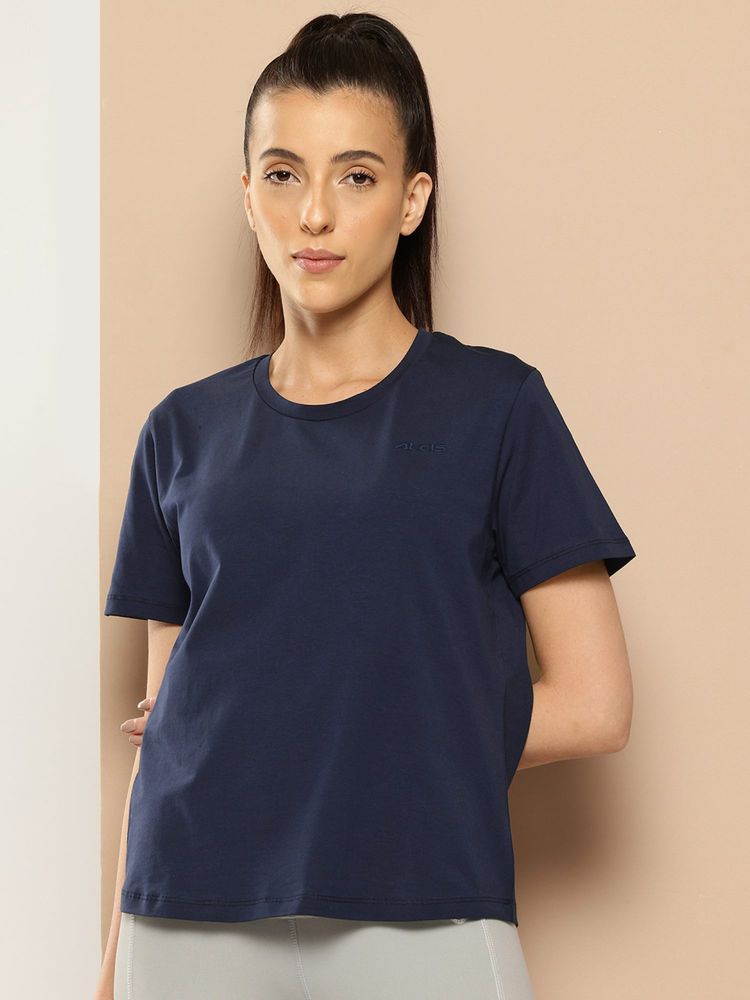 Alcis Navy Blue Cotton Lycra T-Shirt-picture-26