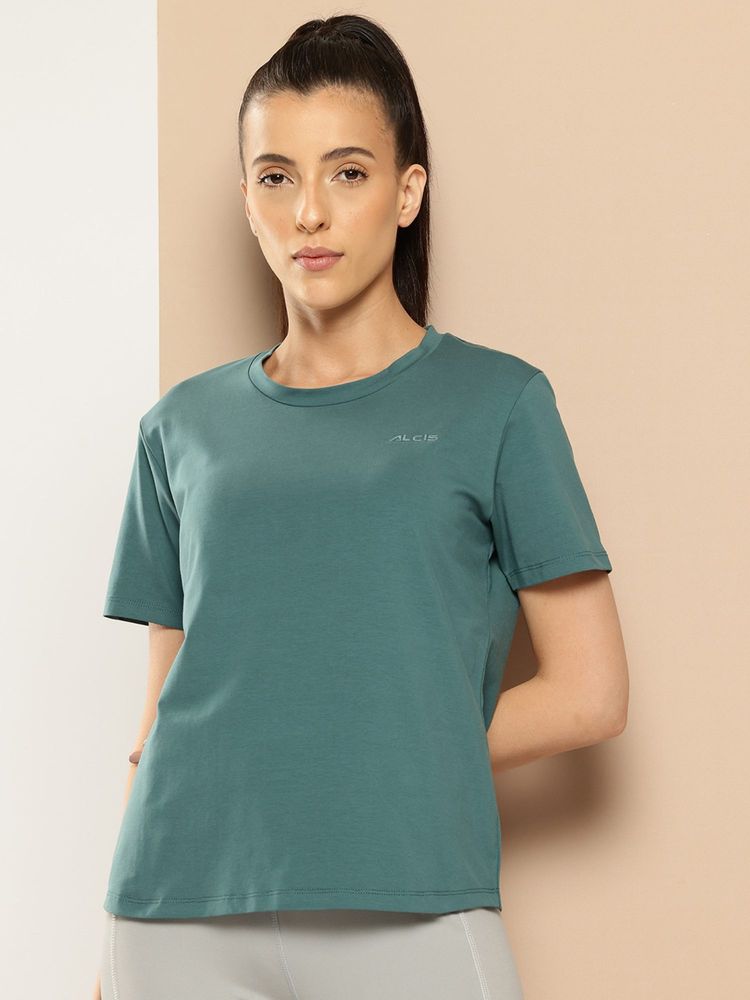 Alcis Green Cotton Lycra T-Shirt-picture-10
