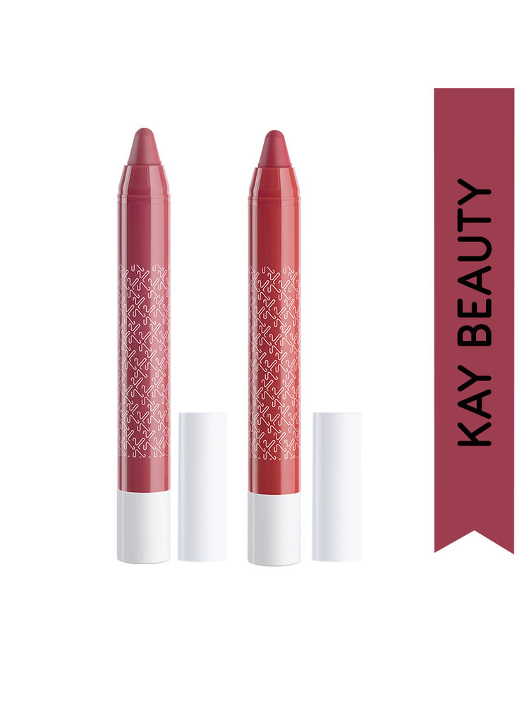 Kay Beauty Matteinee Matte Lip Crayon Lipstick Combo - Rom Com & Playback