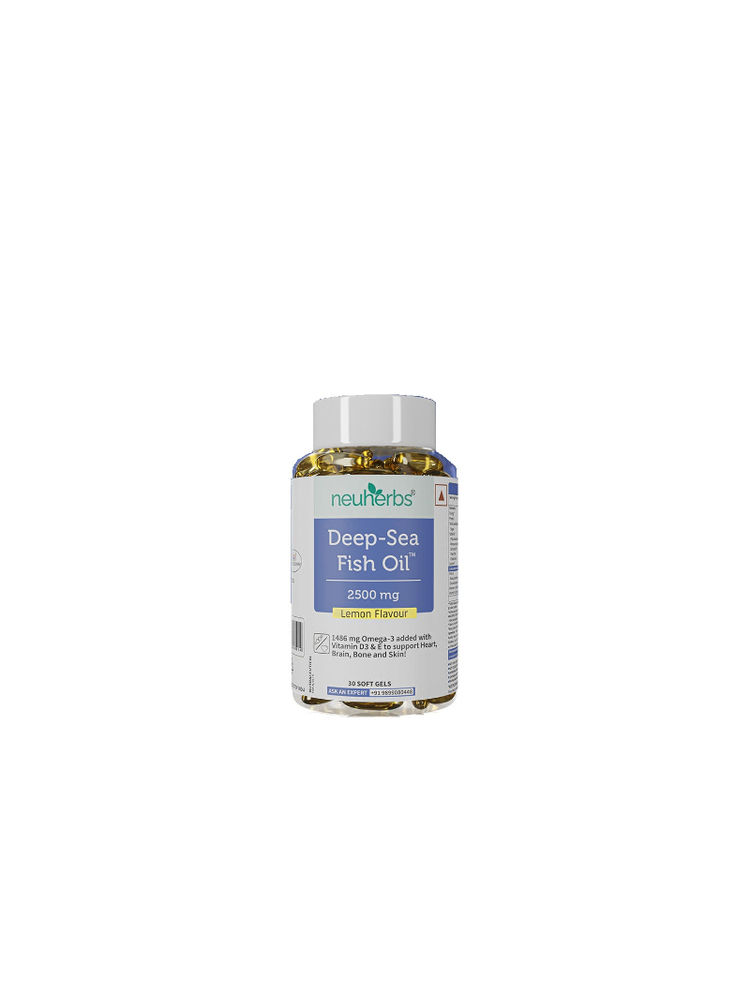 Neuherbs Deep Sea Fish Oil for Muscle, Joints, Heart and Cognitive Support with Lemon Flavour