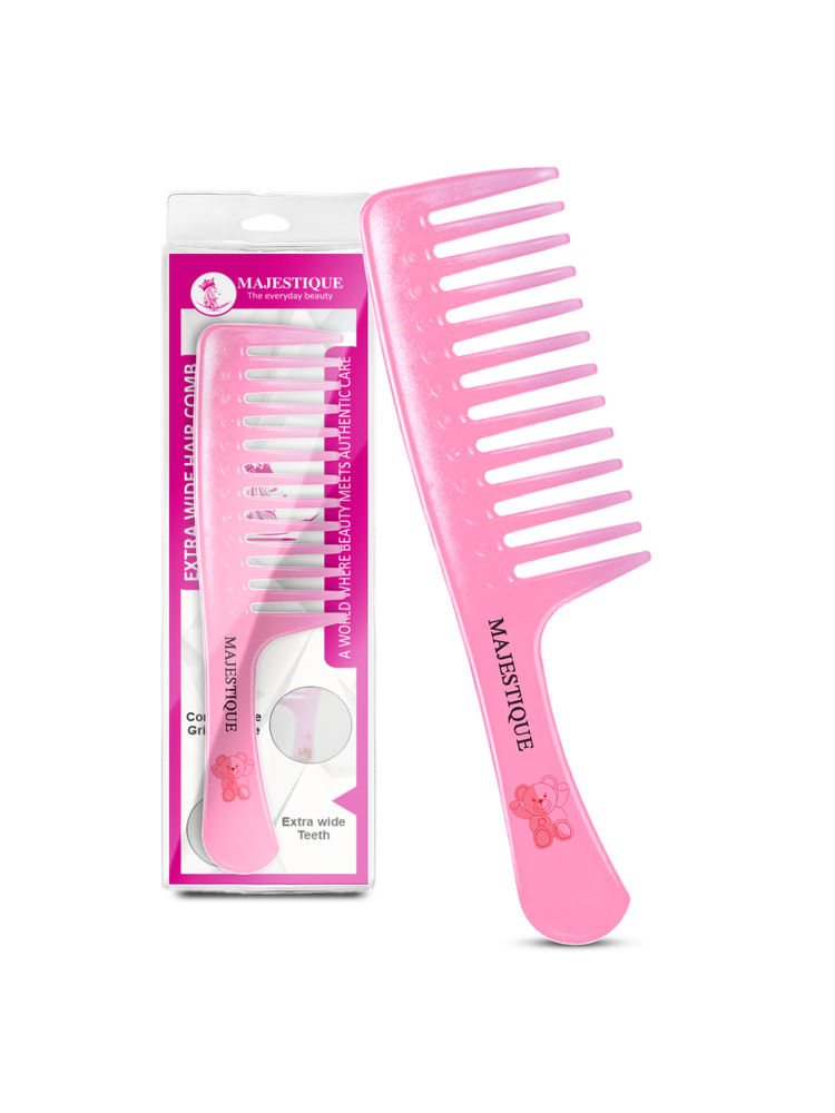 Majestique Wide Tooth Comb For Curly Hair - Pink-image-7