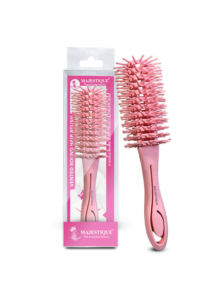 Majestique Vented Round Hair Brush, Comb Brush, Curling Brush, Blow Drying - Pink-picture-48