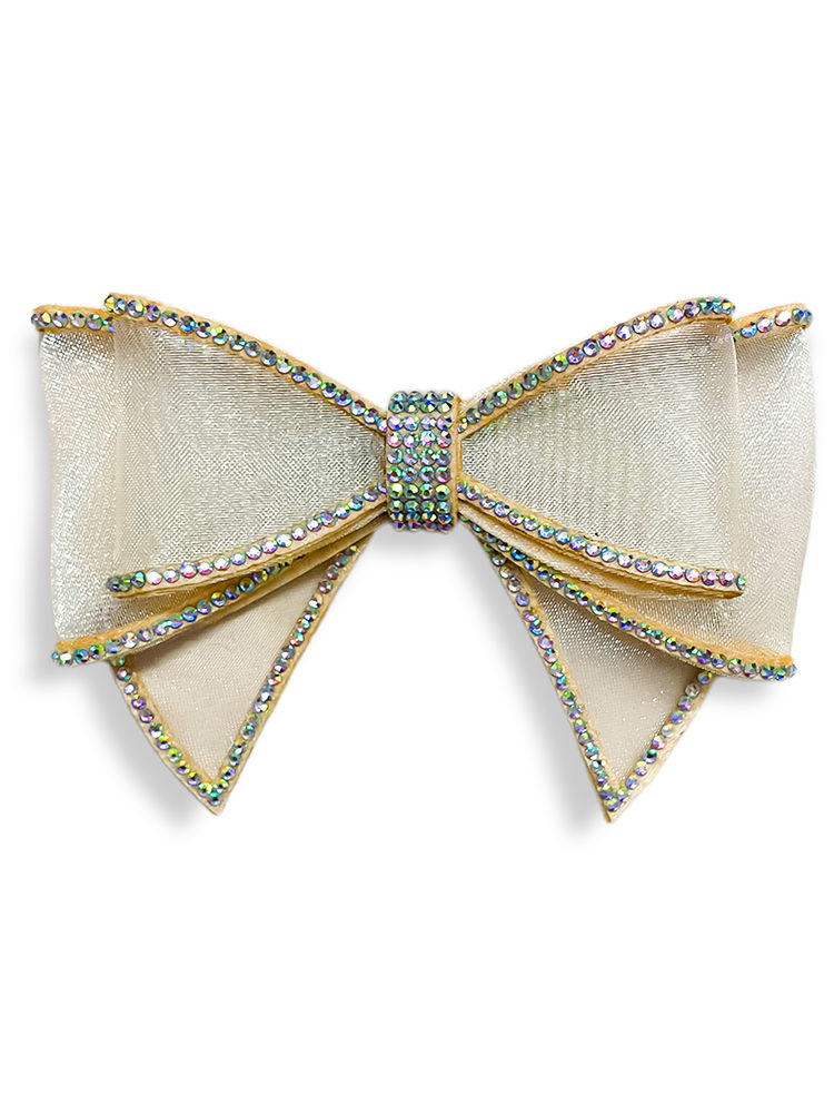 Majestique Glitter Crystal Finish Hair Bow Clips - Golden-picture-20