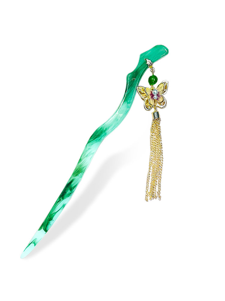Majestique Elegant Chinese Style Hair Stick - Green-picture-24
