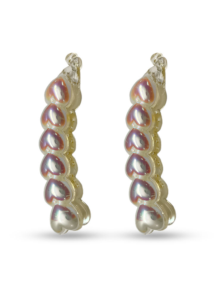 Majestique White Heart Shaped Pearl Hair Banana Clips - Set Of 2-image-2