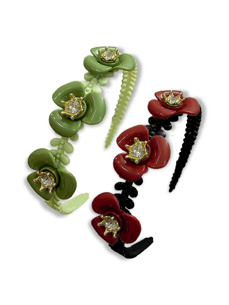 Majestique Floral Designer Hairbands With Rhinestones - Multicolour-image-10