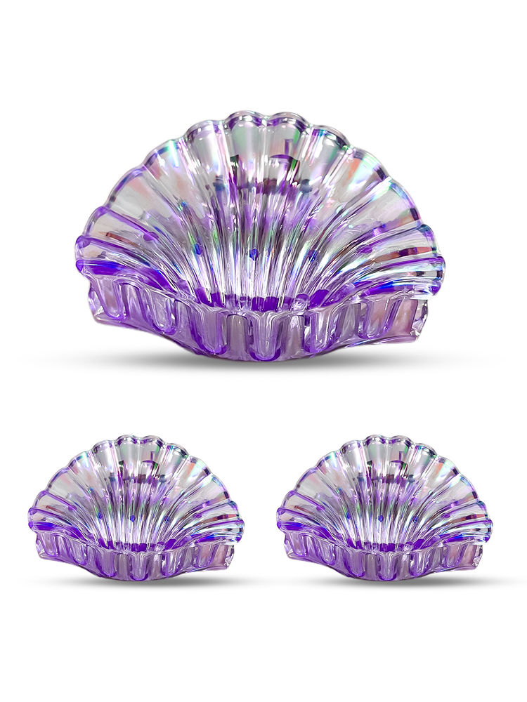 Majestique Shell Clutcher Hair Clips With 1 Large And 2 Small Clips- Multicolor