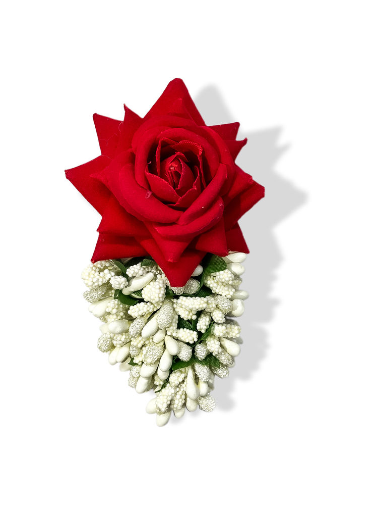 Majestique Red Rose And White Buds Hair Clip With Alligator Clip-image-18