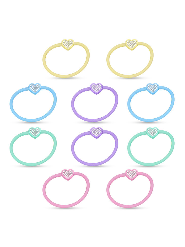 Majestique Pastel Hair Tie Rubber Bands With Charms - Multicolor-image-5