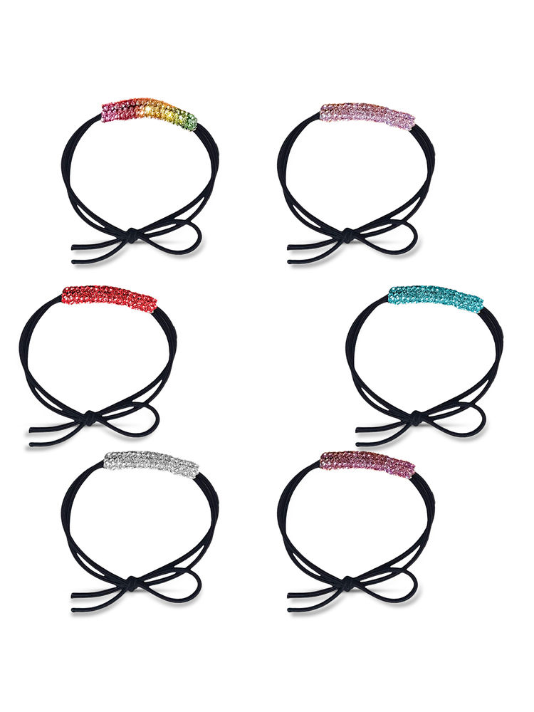 Majestique Elastic Hair Ties With Rhinestone Tubes - Multicolor-picture-25