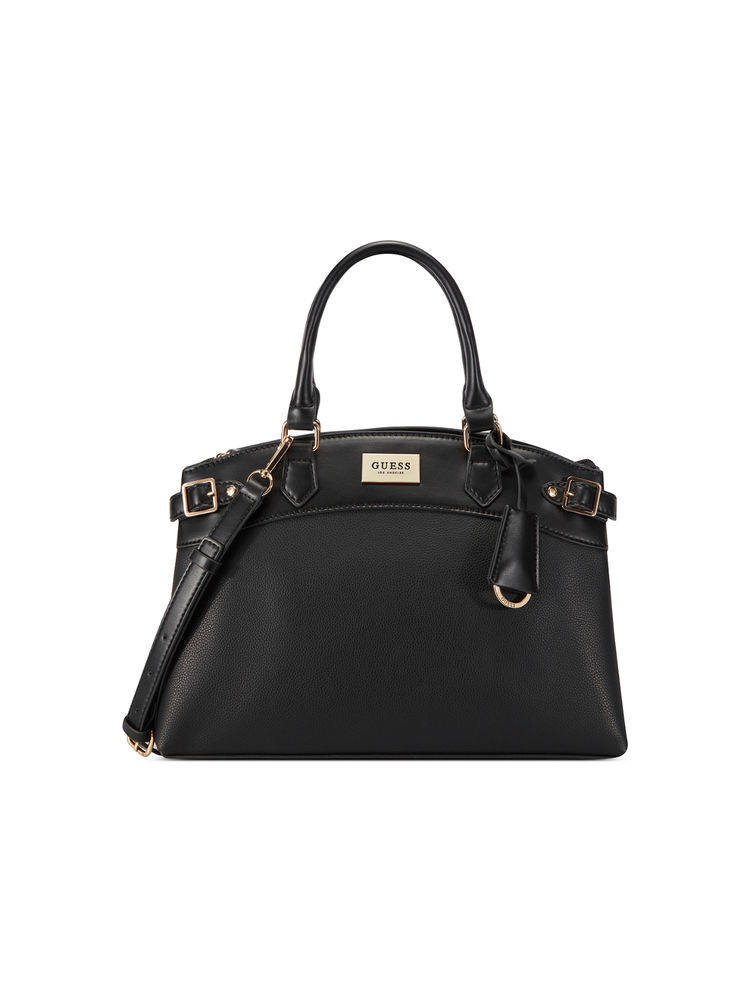 guess fashion Guess Women Black Solid Hayworth Satchel Bag with Detachable Strap-picture-19