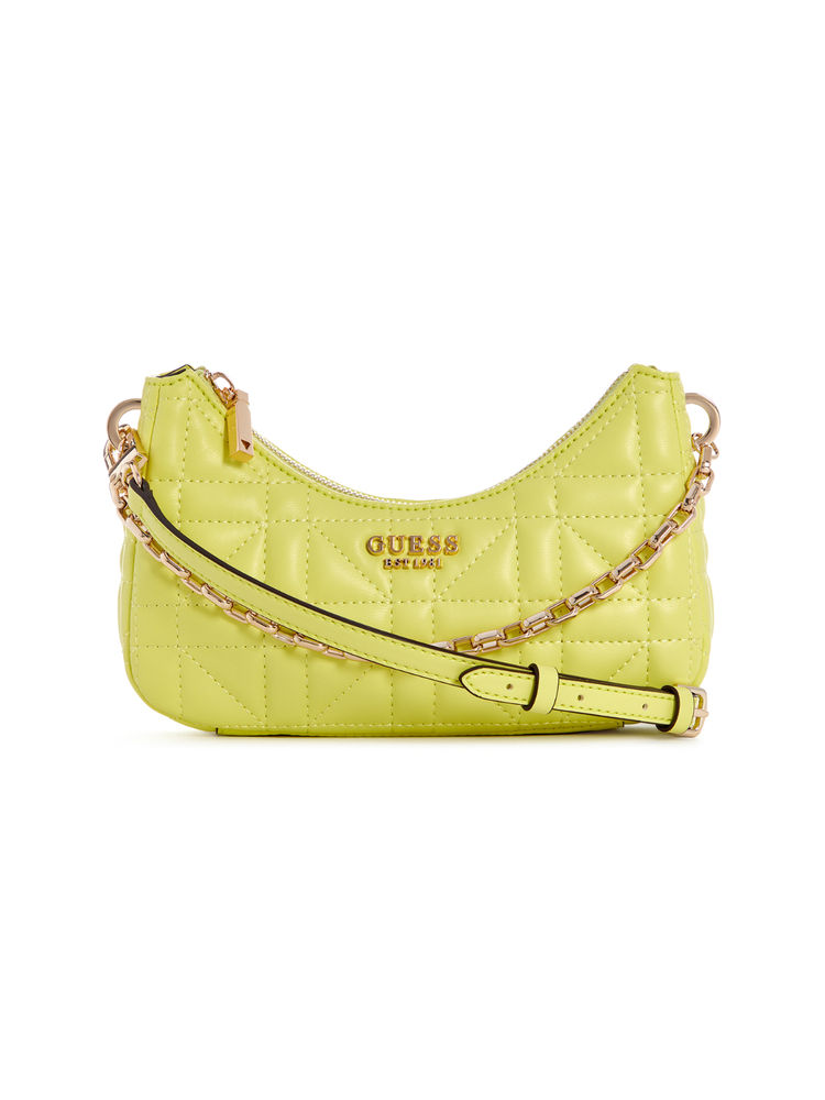 guess fashion Guess Women Green PU Quilted Sling Bag with Detachable Strap-picture-17