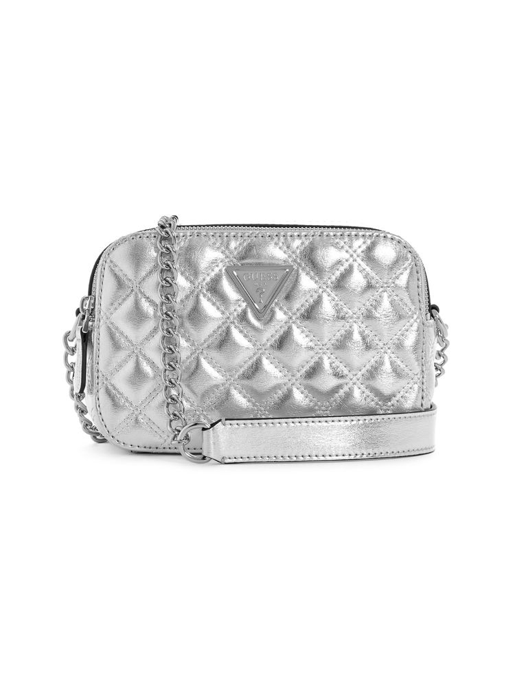 Guess Women Silver PU Quilted Sling Bag-image-30