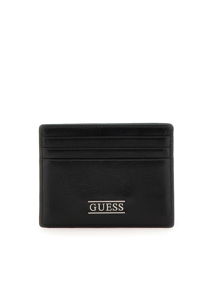 guess fashion Guess Men Black Solid Leather Card Holder-picture-14