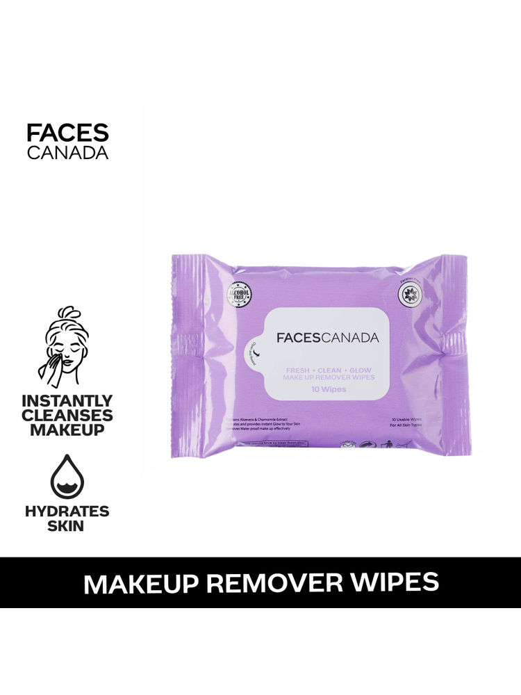 Faces Canada Fresh Clean Glow Makeup Remover Wipes - 10Pcs