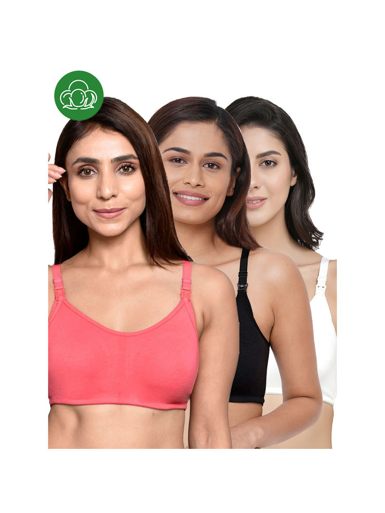 Inner Sense Women Organic Cotton Antimicrobial Feeding Bra (Pack of 3)-image-1