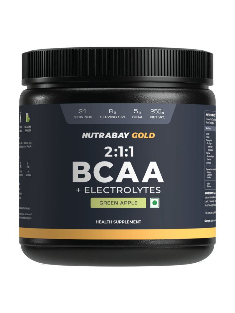 Nutrabay Gold BCAA 2:1:1 +Electrolytes Powder - Green Apple-picture-19