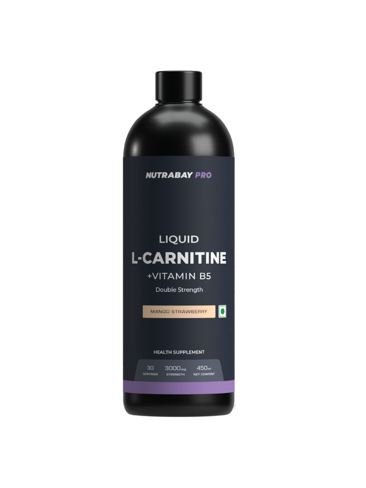Nutrabay Pro Liquid L-Carnitine +Vitamin B5 Powder - Mango Strawberry