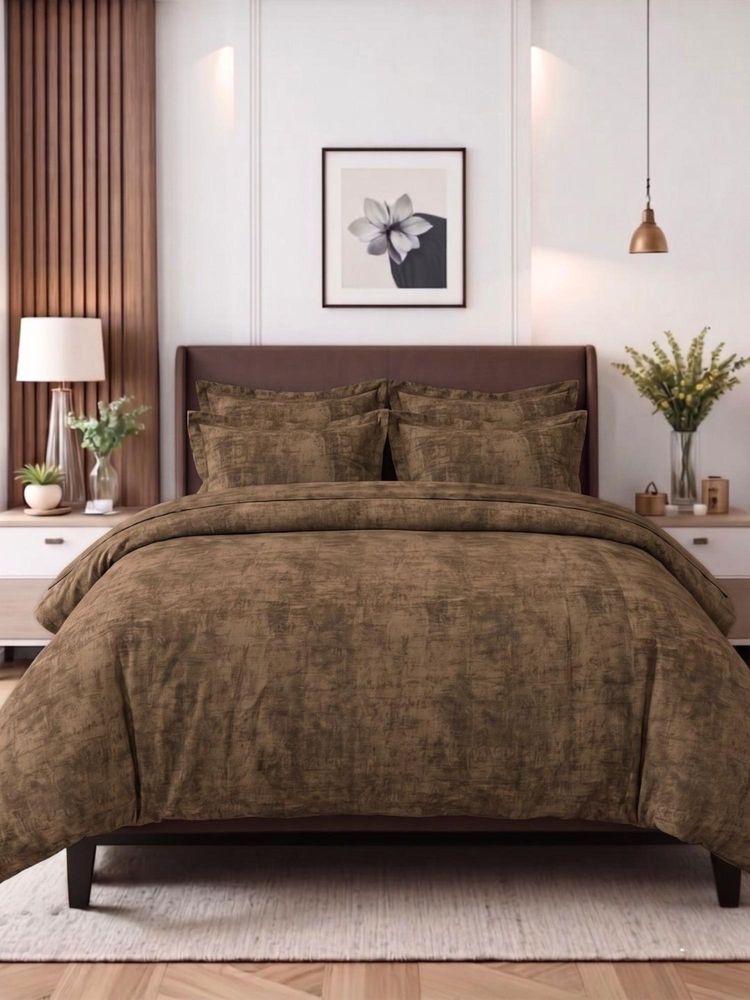 the White Moss Cocoa 250TC Spindle King Bedsheet With 2 Pillow Covers-picture-11