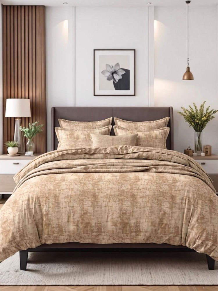 the White Moss Dusty Brown 250TC Spindle King Bedsheet With 2 Pillow Covers-image-8