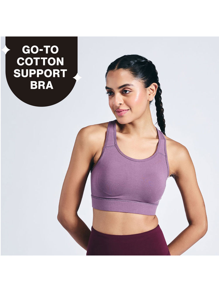 Nykd By Nykaa Cotton Stretch Slip On Sports Bra with Removable Cups NYK059 Mauve-picture-17