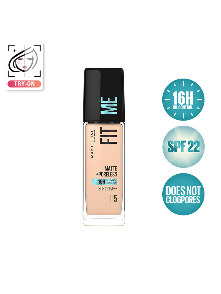 Maybelline New York Fit Me Matte+Poreless 16H Oil Control Foundation with SPF 22 - 115 Ivory