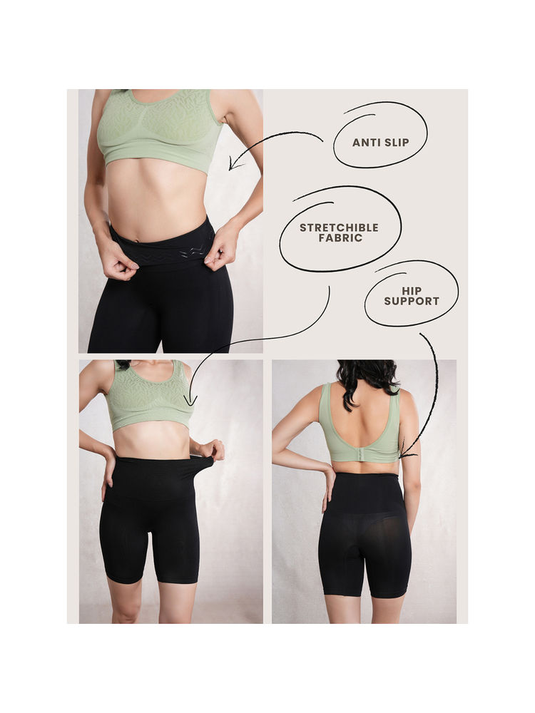 CrossKulture Black Anti-Slip Silicone Strip Shapewear Shorts-image-18