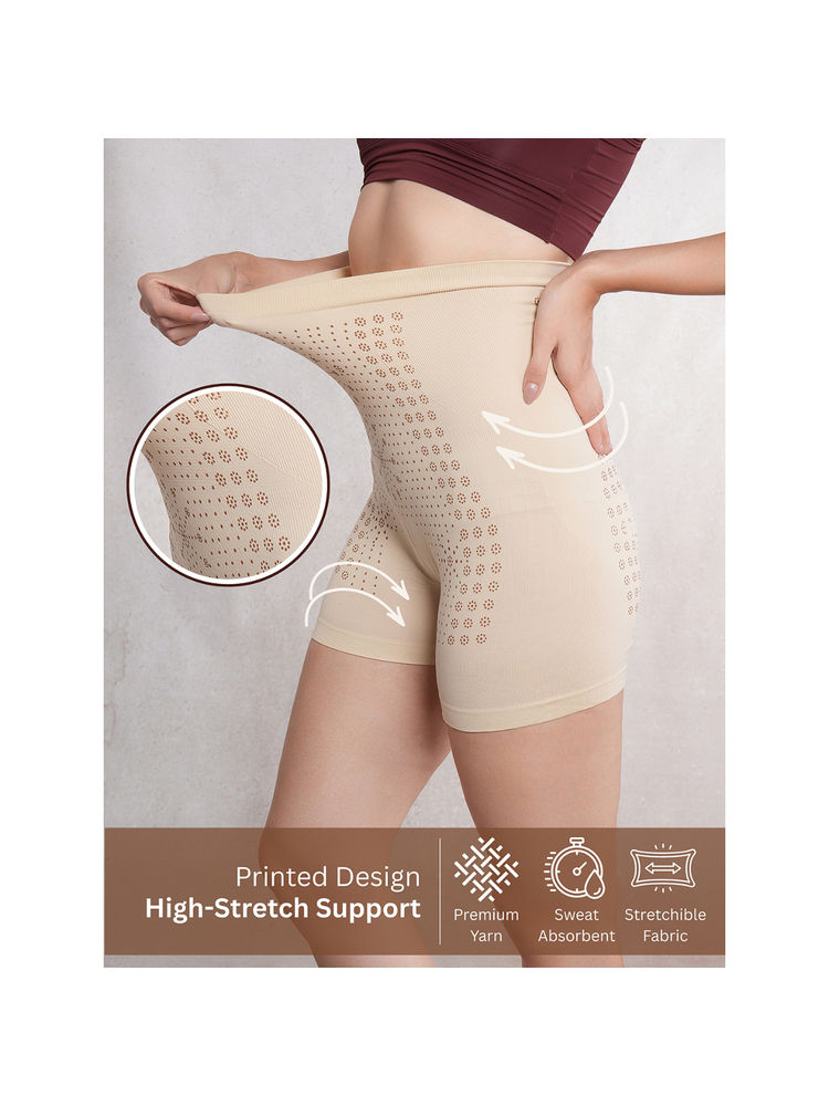 CrossKulture Beige High Waist Seamless Tummy Control Shapewear Shorts