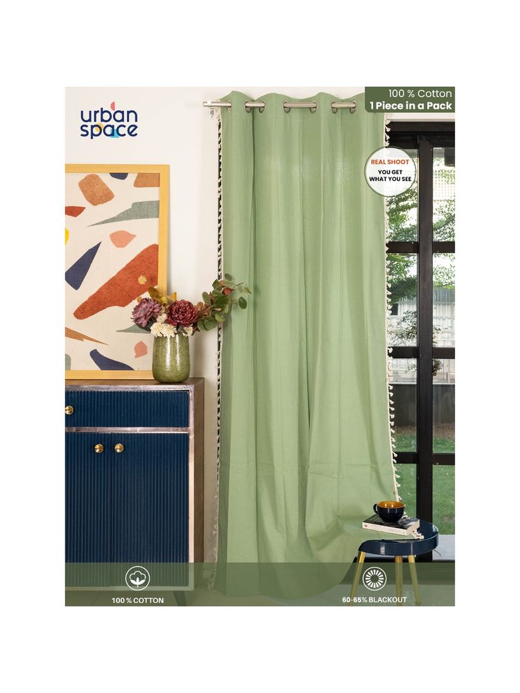 Urban Space Boho Cotton Window Curtain with Eyelets & Tieback 1 Piece Aura Sage Green-picture-10