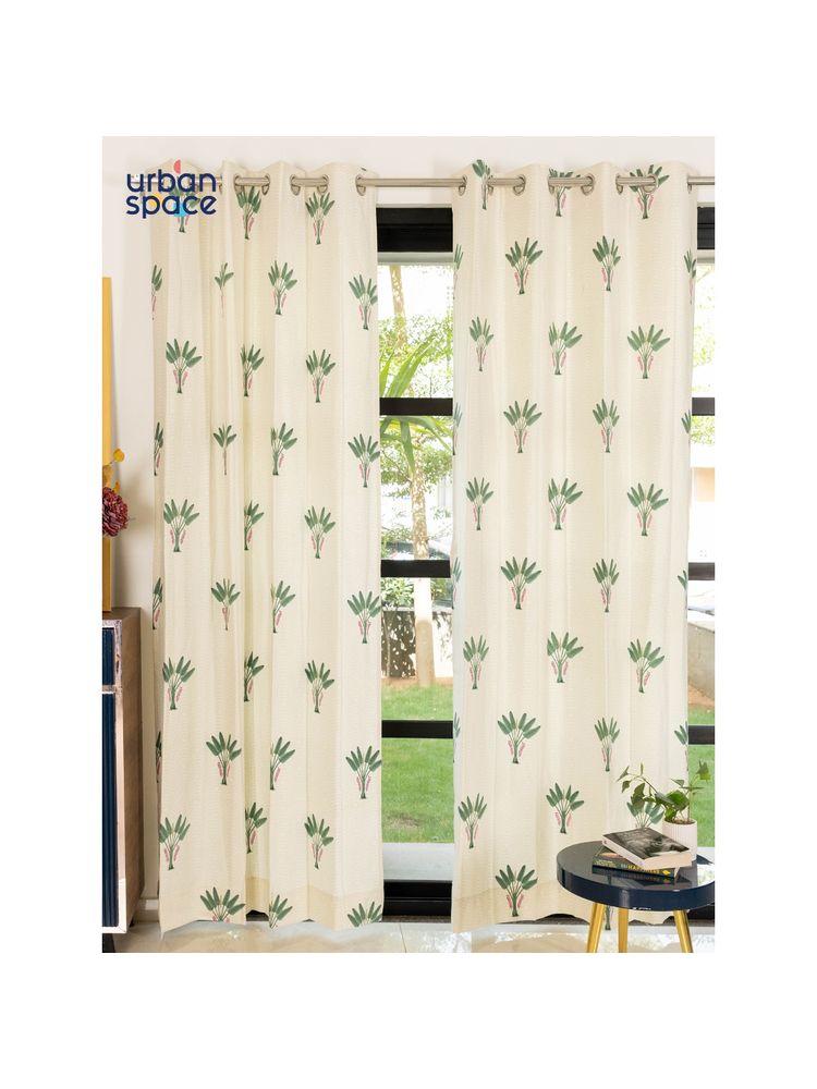 Urban Space Cotton Window Curtains with Eyelets & Tieback Palm Lagoon Green (Pack of 2)-image-44