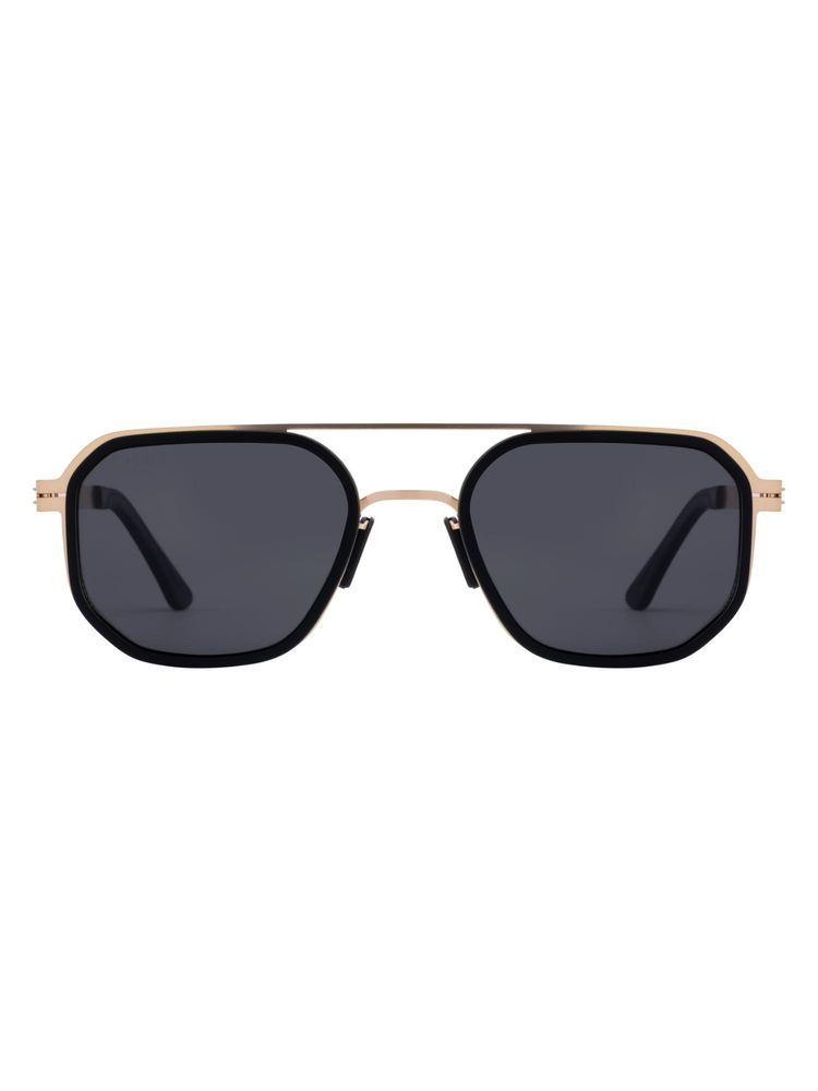 MAGNEQ Unisex Black Polarised Lenses Golden Square Sunglasses MG 9832/S C4-image-8
