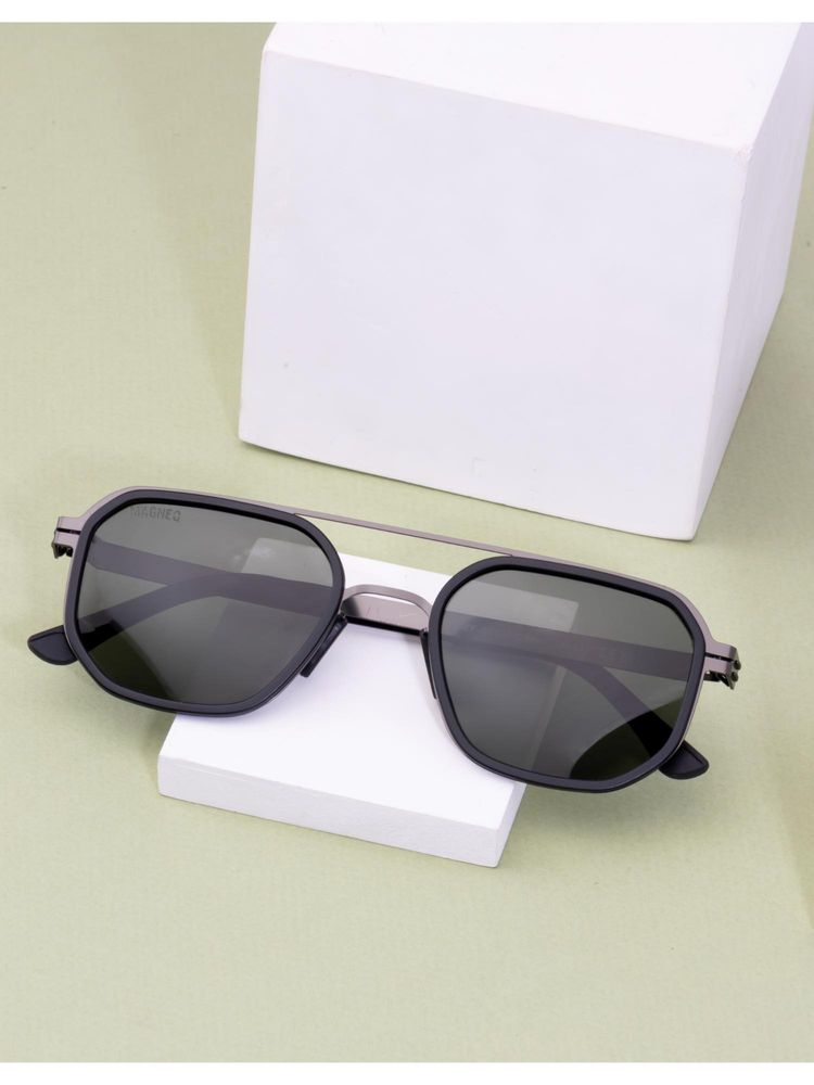 MAGNEQ Unisex Green Polarised Lenses Black Square Sunglasses MG 9832/S C5-picture-19