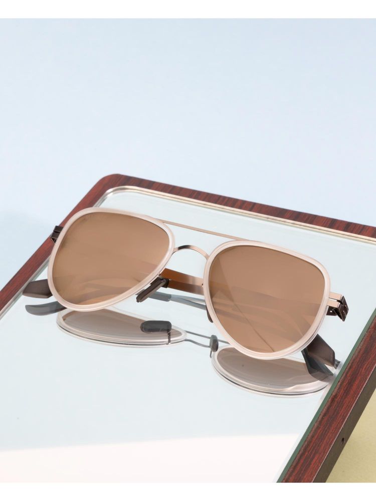 MAGNEQ Unisex Brown Polarised Lenses Grey Aviator Sunglasses MG T008/S C5-image-49