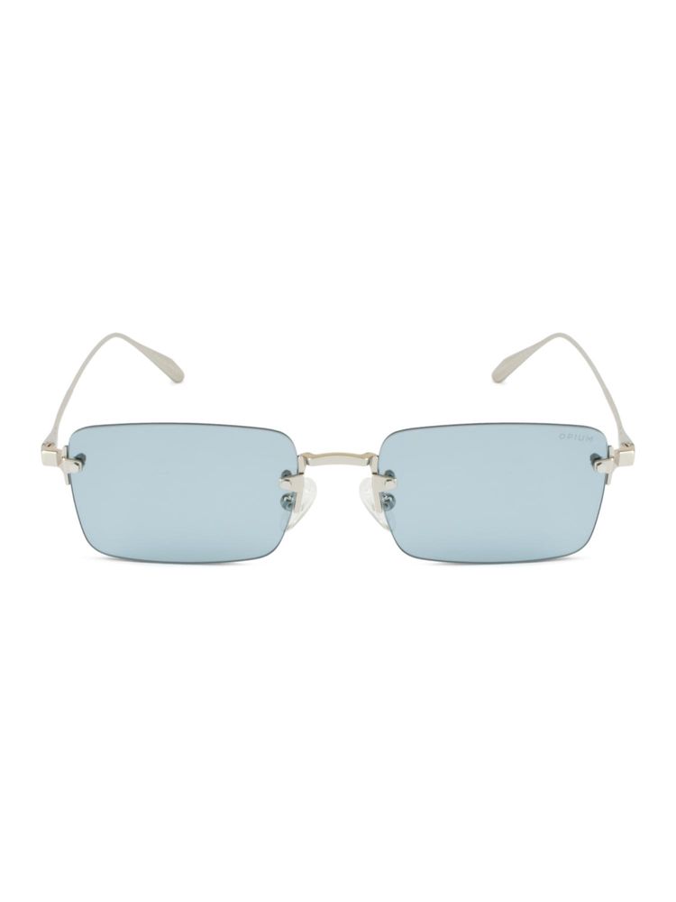 Opium Eyewear Unisex Blue Polycarbonate Lenses Silver Frame Rectangle Sunglasses-image-44