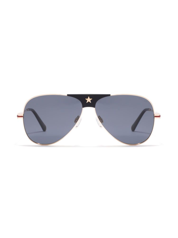 Opium Eyewear Unisex Blue Tac Lenses Gold Frame Aviator Sunglasses-picture-25