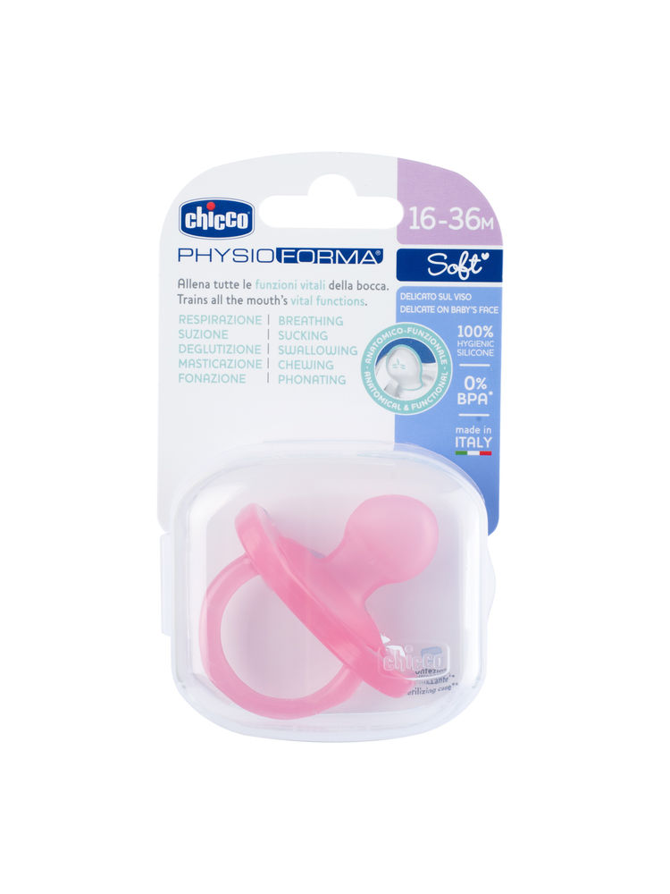 Chicco Physio Soft Silicone Pink Soother (16-36M)