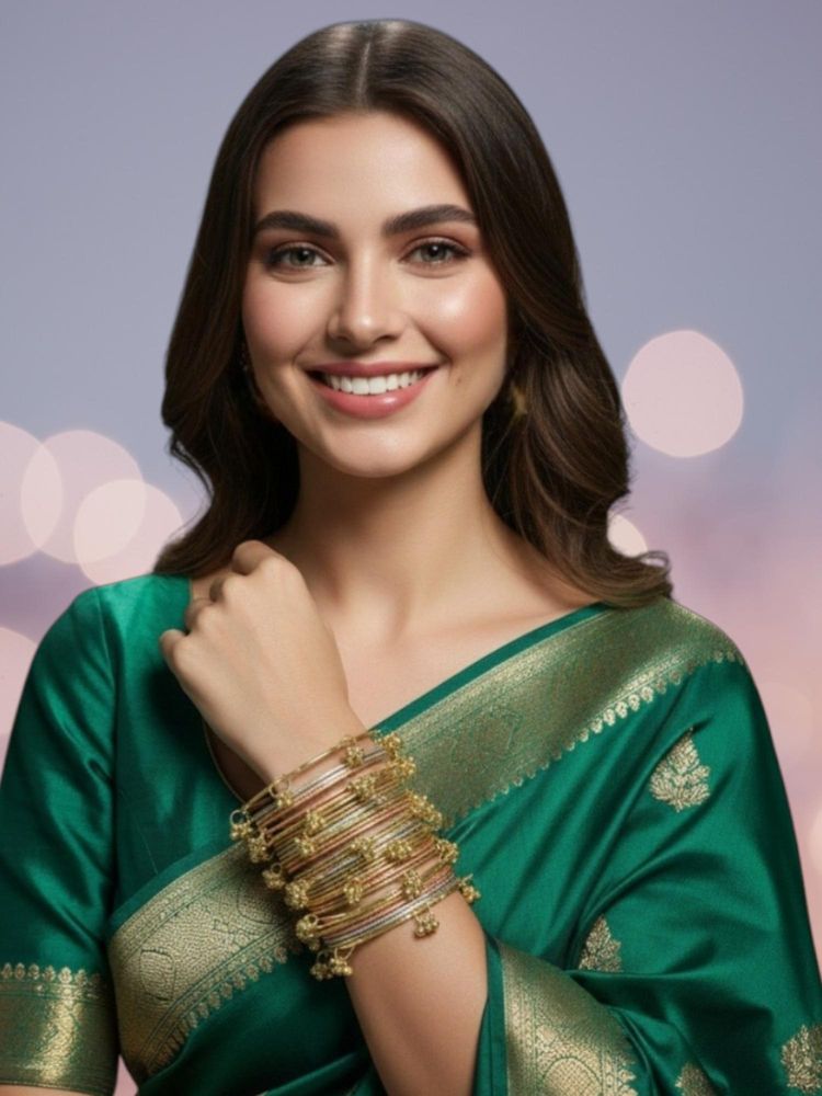 OOMPH Rimjhim Shimmer With Ghungroo Bangle Set - (2.6) (Pack of 32)-picture-11