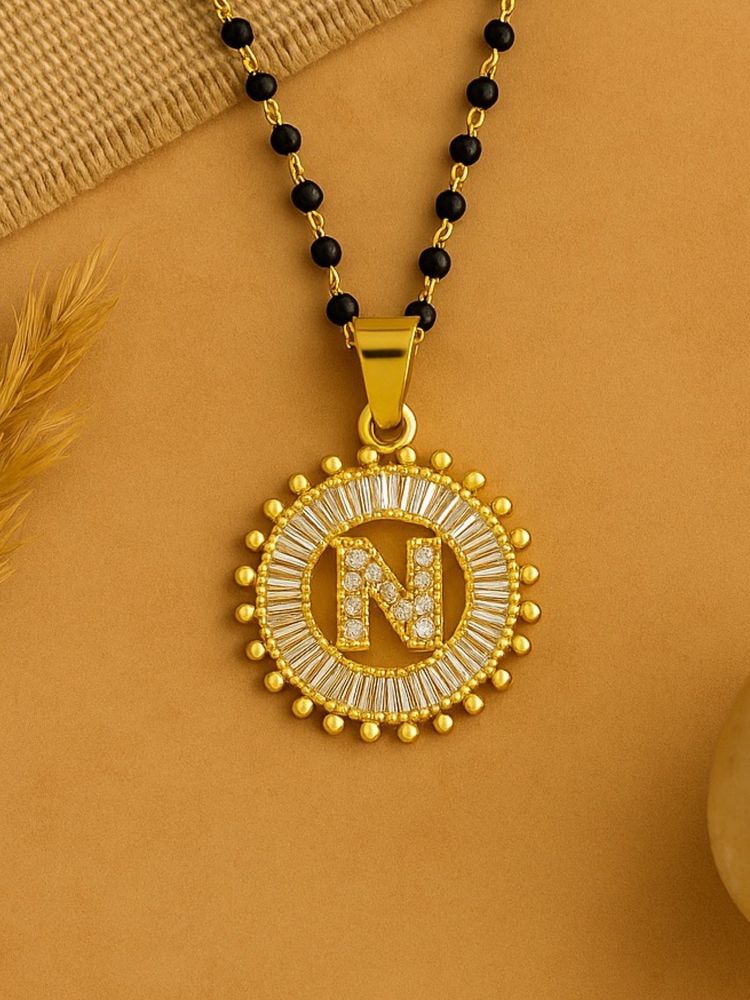 Digital Dress Room N Letter Alphabet American Diamond Round Pendant Short Name Mangalsutra Design-picture-26