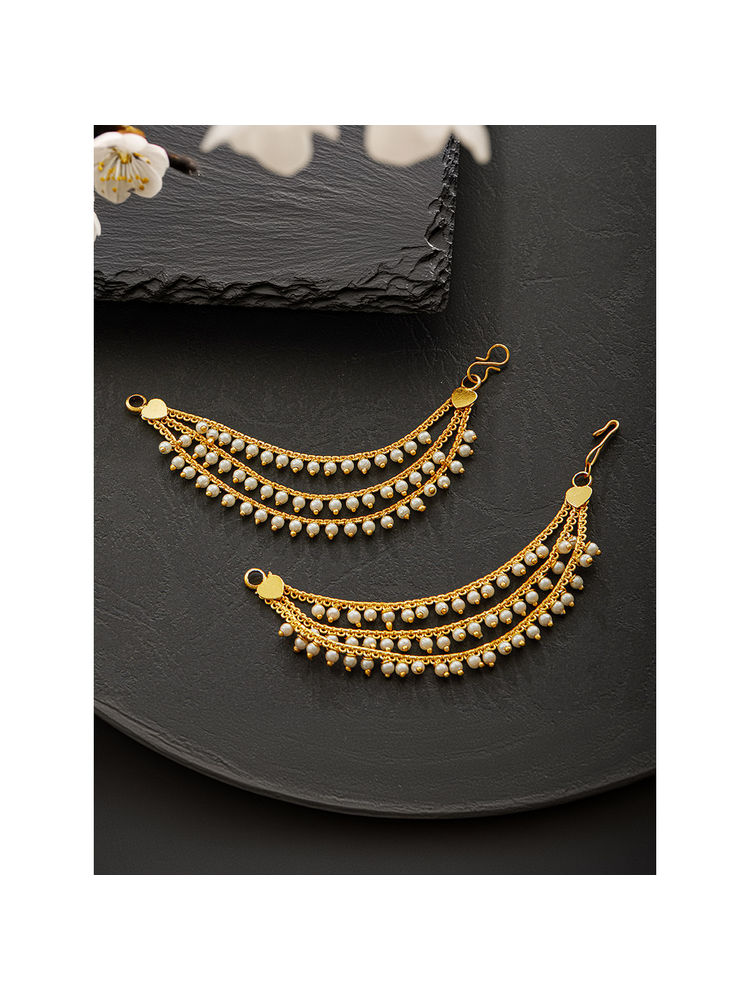 Aatmana Gold-Plated Pearls Beaded Classic Layered Ear Chain-picture-26