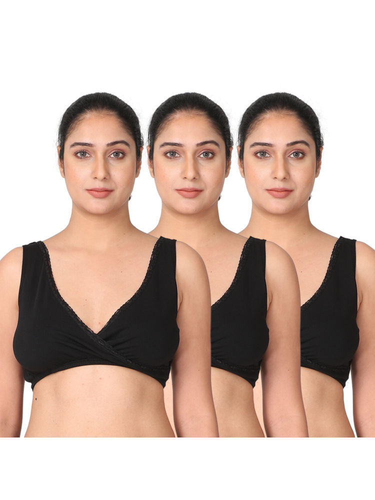 Morph Maternity Pack Of 3 Sleep Nursing Bras - Black-picture-17