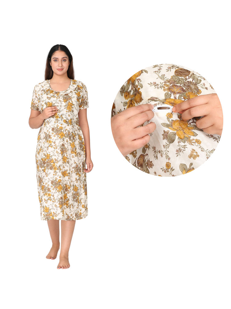 Morph Maternity Feeding Night Gown With Horizontal Nursing - Multi-Color-picture-23