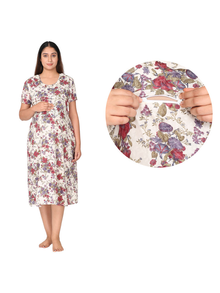 Morph Maternity Feeding Night Gown With Horizontal Nursing - Multi-Color-picture-34