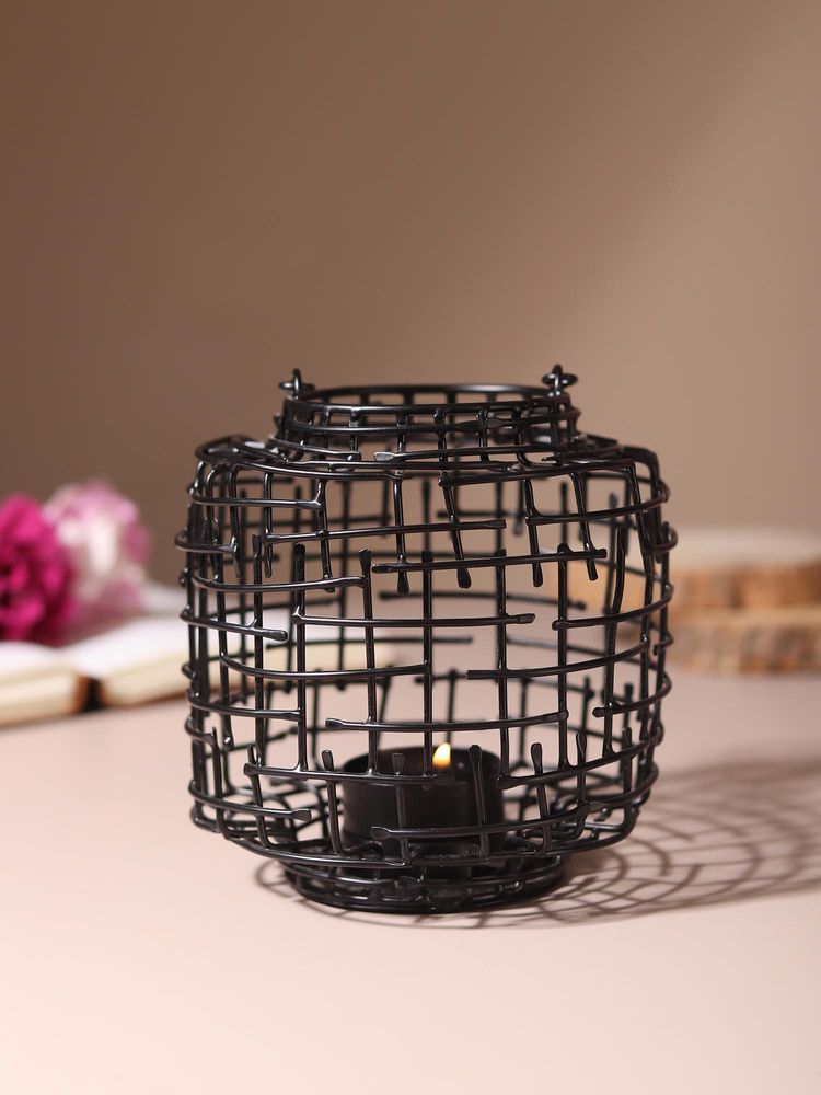 De Maison Decor Basketweave Black Tea Light Holder-picture-19