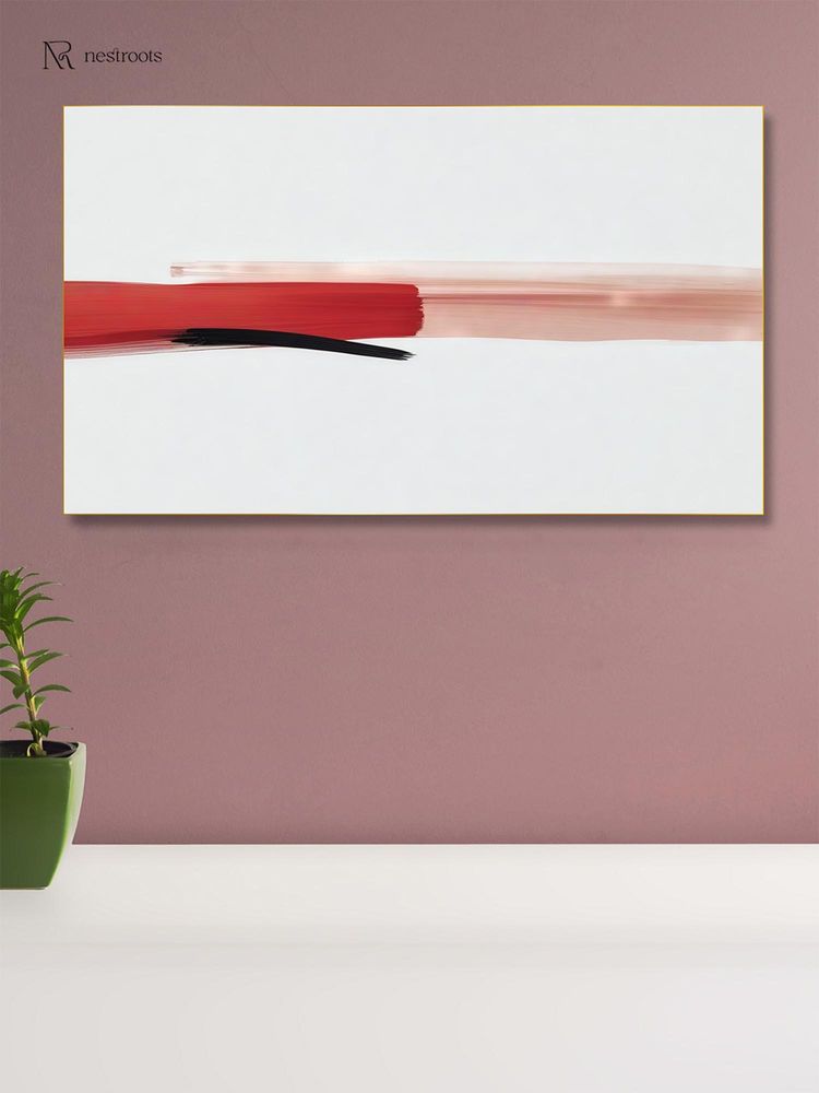 Nestroots Bold Red and Black Canvas Wall Painting Gold Floating Frame-image-30