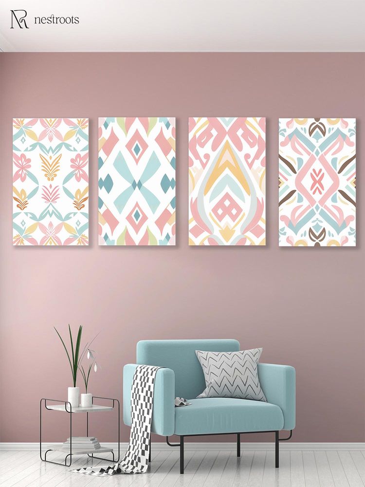 Nestroots Vibrant Colorful Art Printed Wall Painting Multi-Color Stretch (Pack Of 4)-picture-14